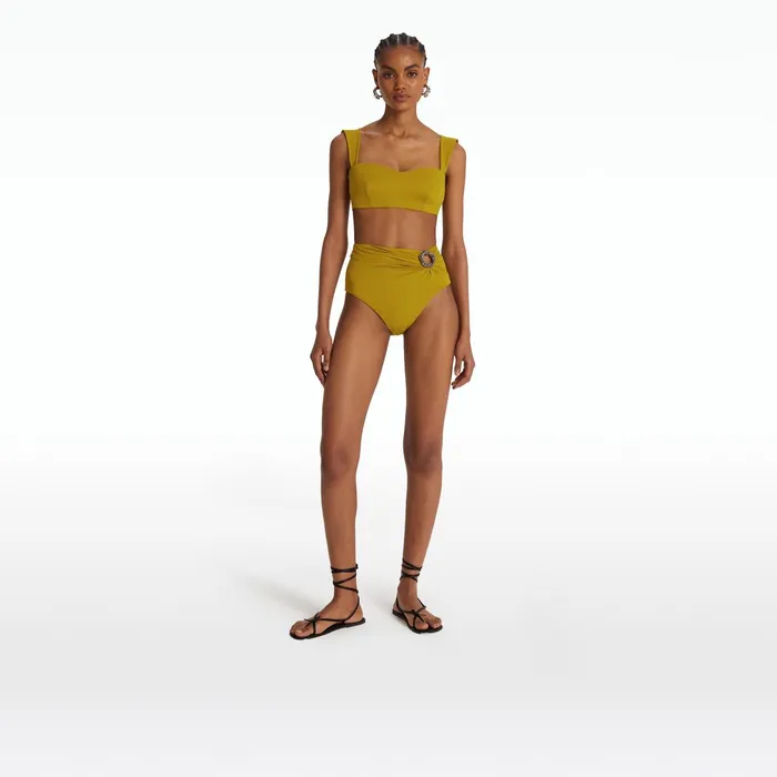 Safiyaa Willa Chartreuse Bikini Top Women Swimwear