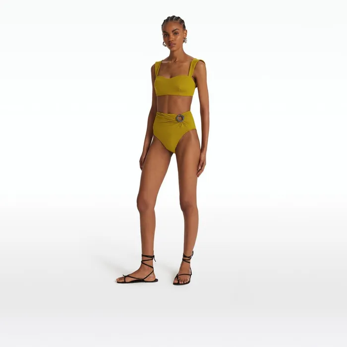 Safiyaa Willa Chartreuse Bikini Top Women Swimwear