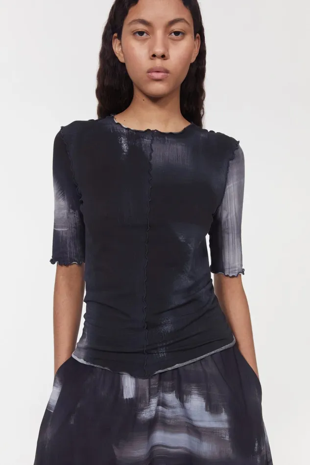 Samantha Wash Jersey Top Black Women Rodebjer Tops