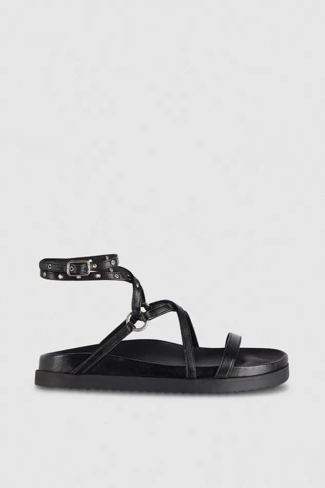 Sandals Women Patrizia Pepe Flat Sandals With Laces Nero