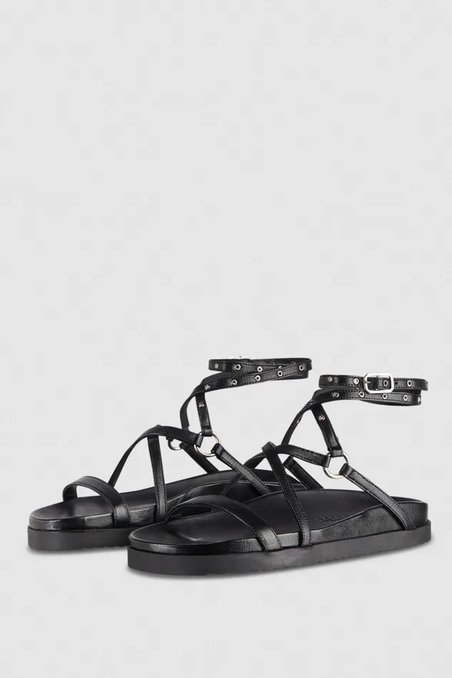 Sandals Women Patrizia Pepe Flat Sandals With Laces Nero