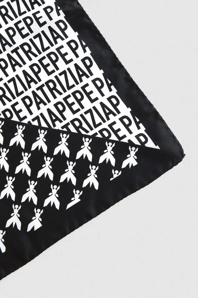 Scarves Women Patrizia Pepe Printed Silk Neckerchief Black and White