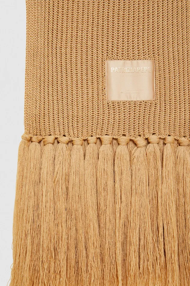 Scarves Women Patrizia Pepe Ribbed Wool Scarf Craft Beige