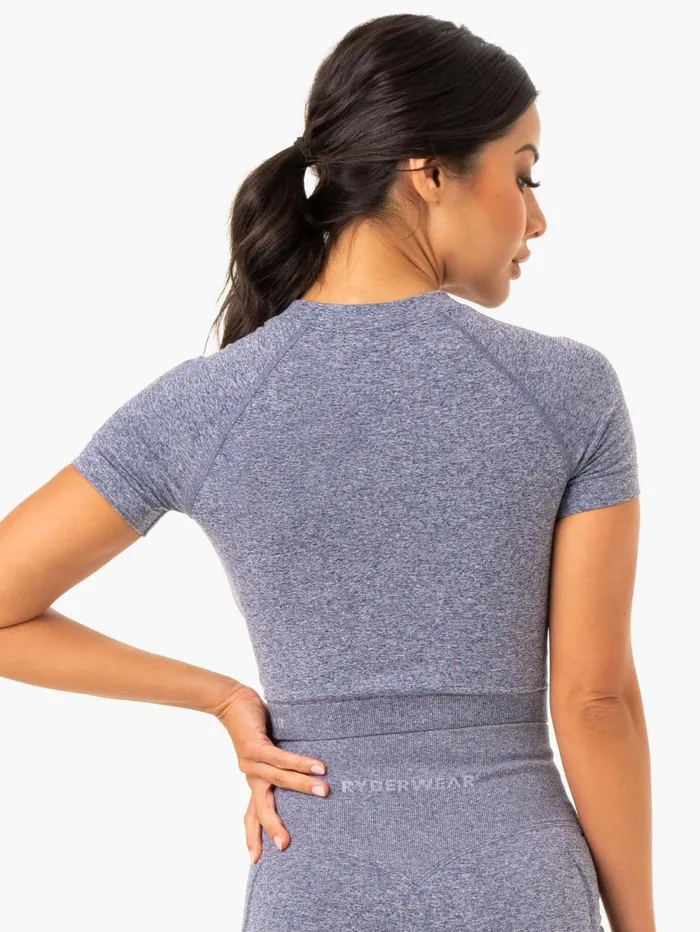 Sculpt Seamless TShirt 8211 Navy Marl Women Ryderwear TShirts