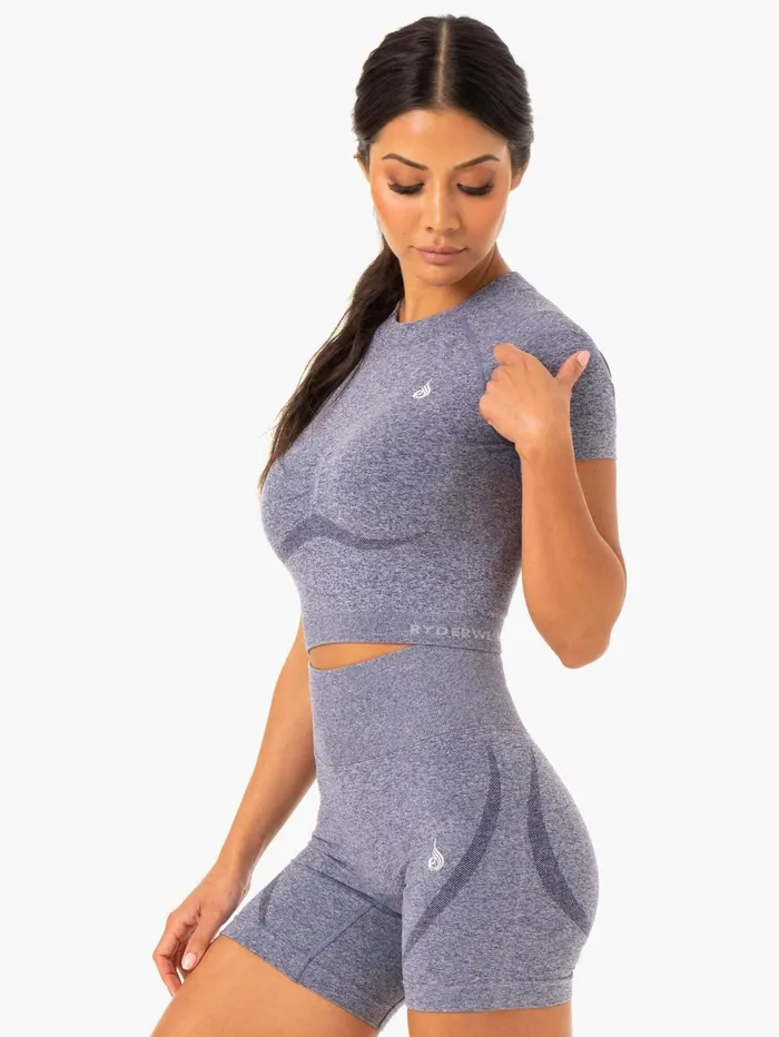 Sculpt Seamless TShirt 8211 Navy Marl Women Ryderwear TShirts