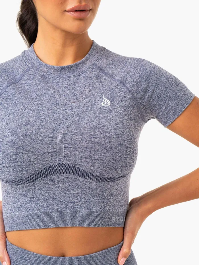 Sculpt Seamless TShirt 8211 Navy Marl Women Ryderwear TShirts