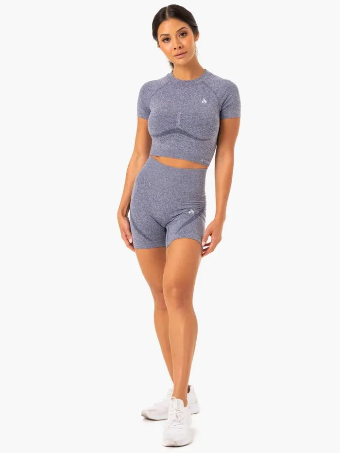 Sculpt Seamless TShirt 8211 Navy Marl Women Ryderwear TShirts