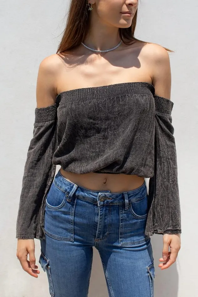 Shirred Blouse Women Subdued Shirts