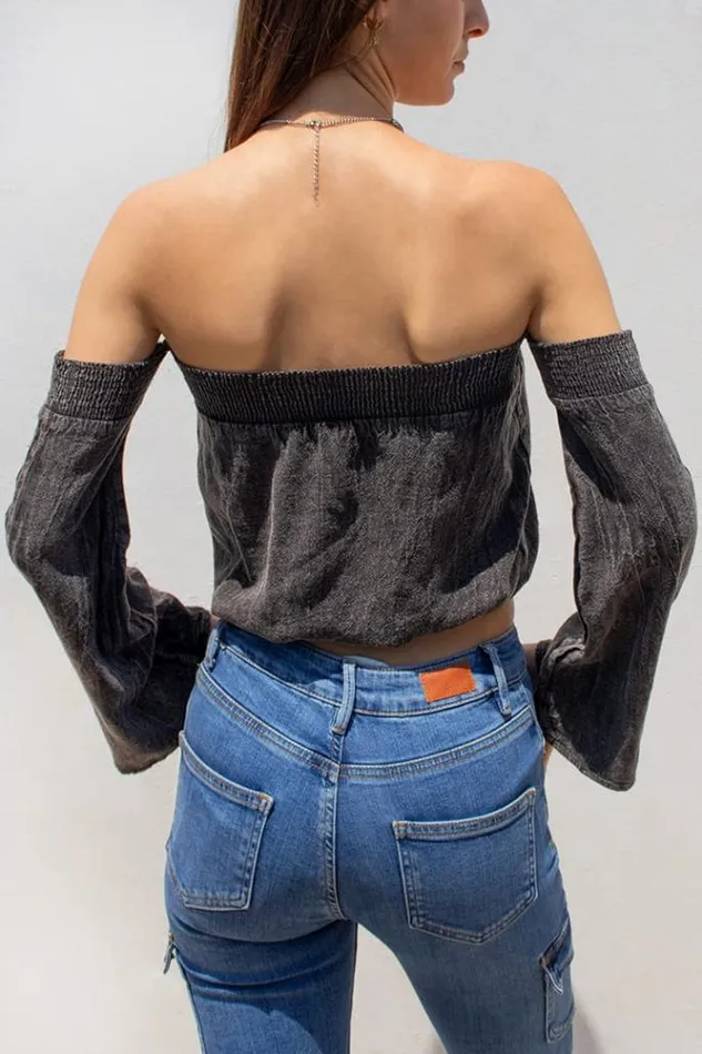 Shirred Blouse Women Subdued Shirts