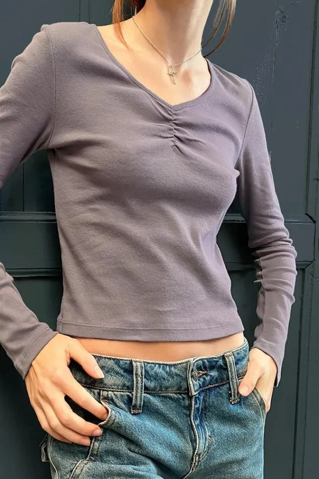 Shirred TShirt Women Subdued Tees
