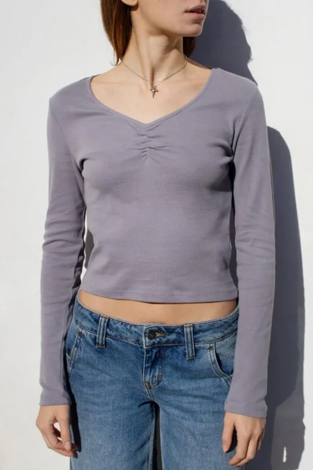 Shirred TShirt Women Subdued Tees