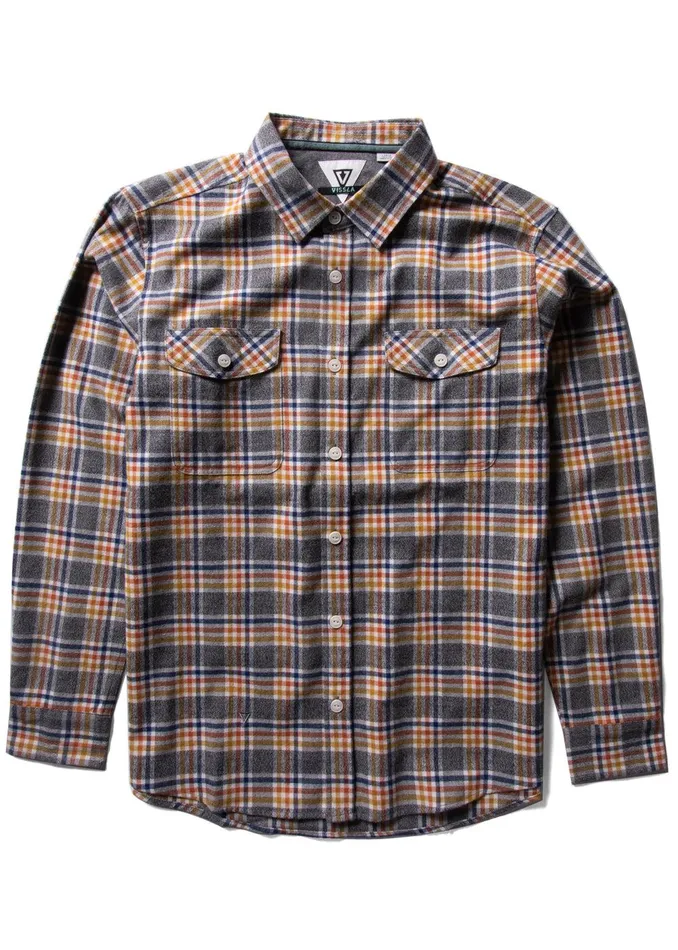 Shirts and Flannels Men Vissla Central Coast Ls Flannel Black Heather
