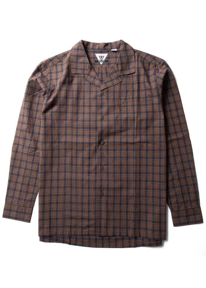 Shirts and Flannels Men Vissla Undefined Lines Eco Ls Shirt Chocolate