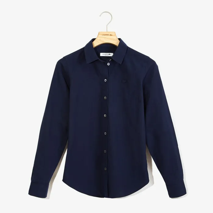 Shirts and Tops Lacoste Womens Regular Fit Oxford Cotton Shirt Navy Blue Gift for Friend Shirts and Tops Lacoste Womens Regular Fit Oxford Cotton Shirt Navy Blue Gift for Friend