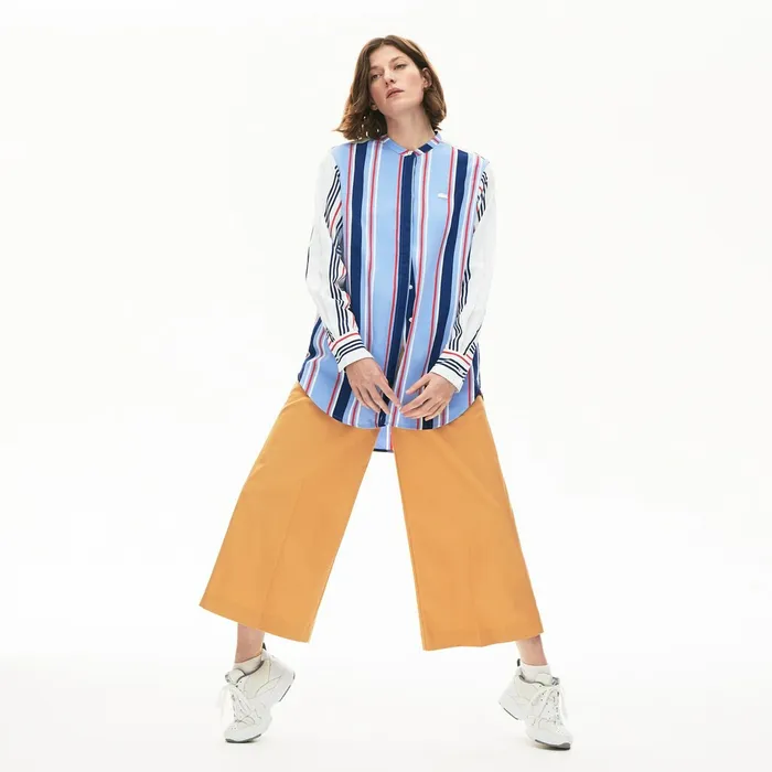 Shirts and Tops Lacoste Womens Striped Long Flowing Shirt PurpleWhiteNavy BlueRed Cheap On Sale Shirts and Tops Lacoste Womens Striped Long Flowing Shirt PurpleWhiteNavy BlueRed Cheap On Sale