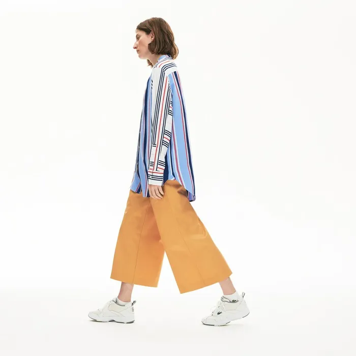 Shirts and Tops Lacoste Womens Striped Long Flowing Shirt PurpleWhiteNavy BlueRed Cheap On Sale