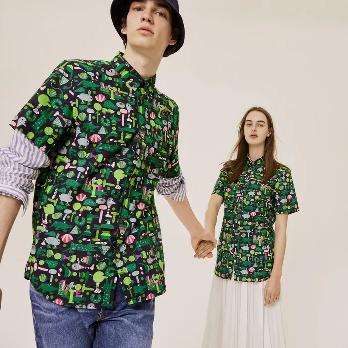 Shirts and Tops Lacoste Womens Unisex x Jeremyville Regular Fit Cotton Shirt Navy BlueWhite Outlet Factory Shirts and Tops Lacoste Womens Unisex x Jeremyville Regular Fit Cotton Shirt Navy BlueWhite Outlet Factory
