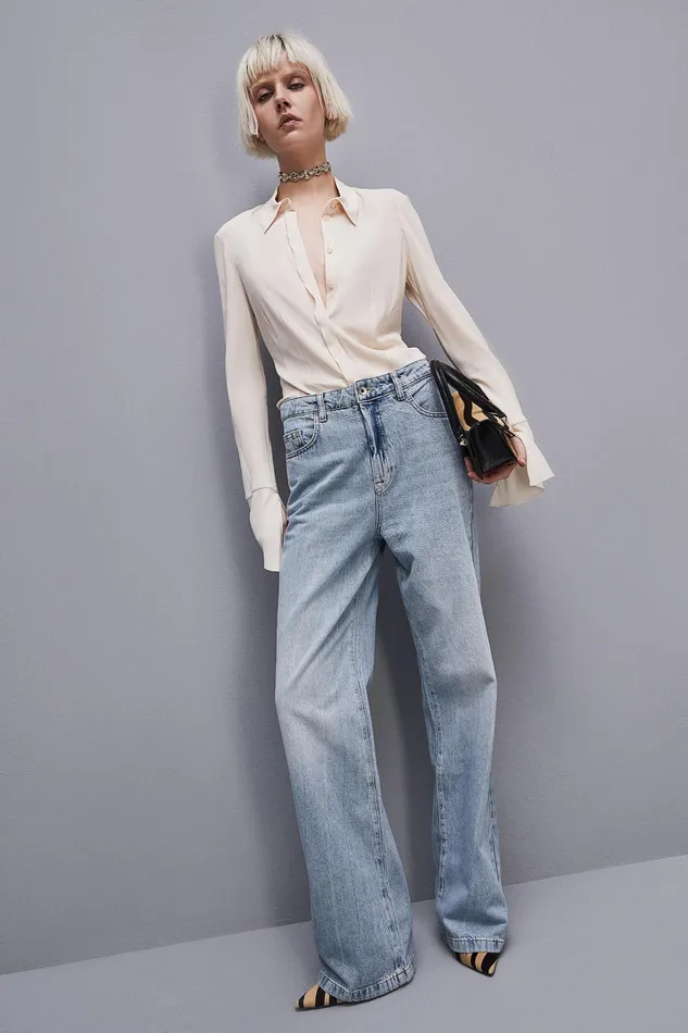 Shirts Women Patrizia Pepe Essential Soft Shirt Ivory Skin