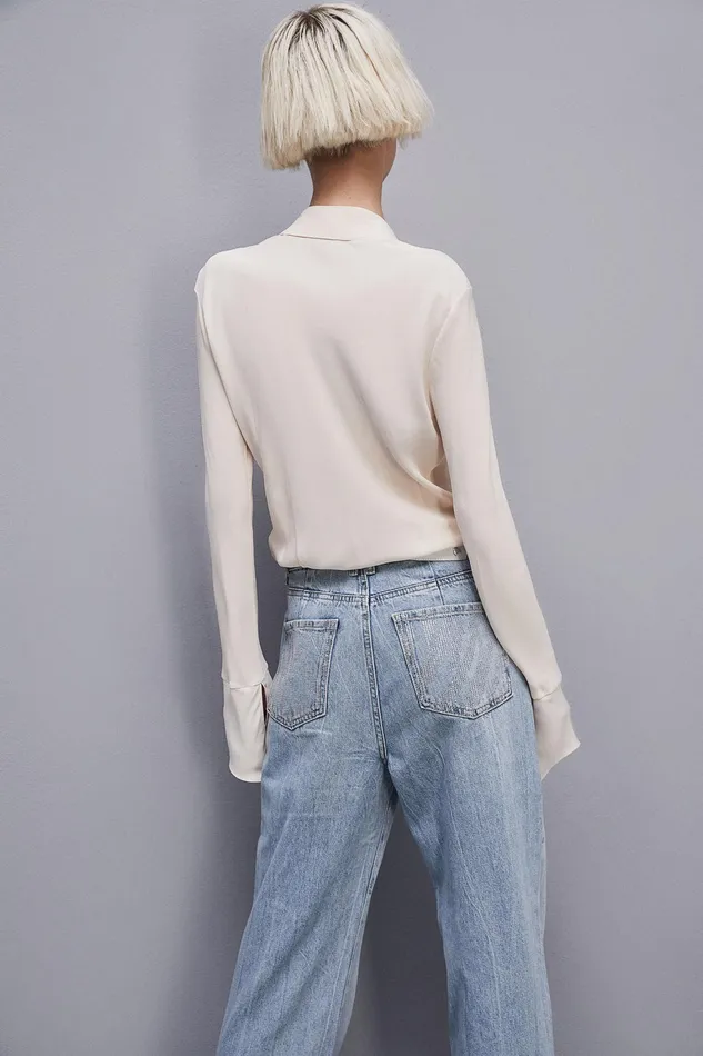 Shirts Women Patrizia Pepe Essential Soft Shirt Ivory Skin