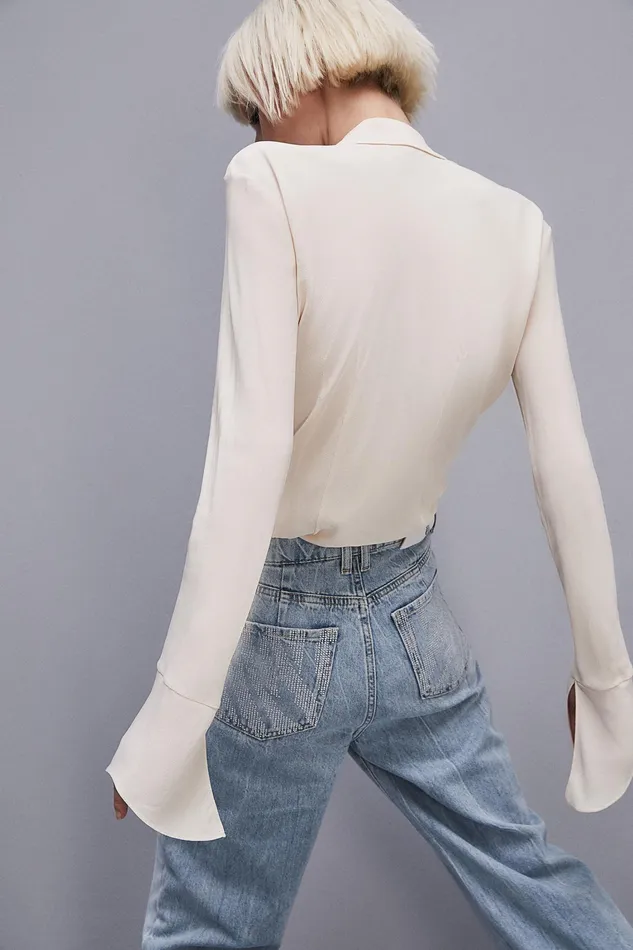 Shirts Women Patrizia Pepe Essential Soft Shirt Ivory Skin