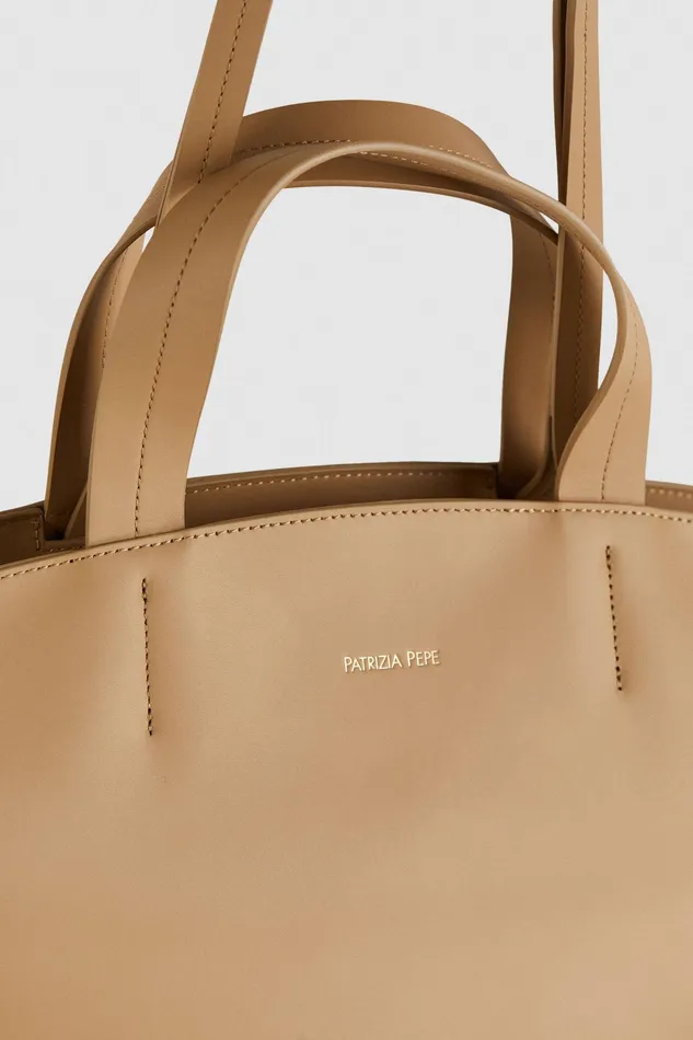 Shoppers Women Patrizia Pepe Leather Shopper Winter Sand