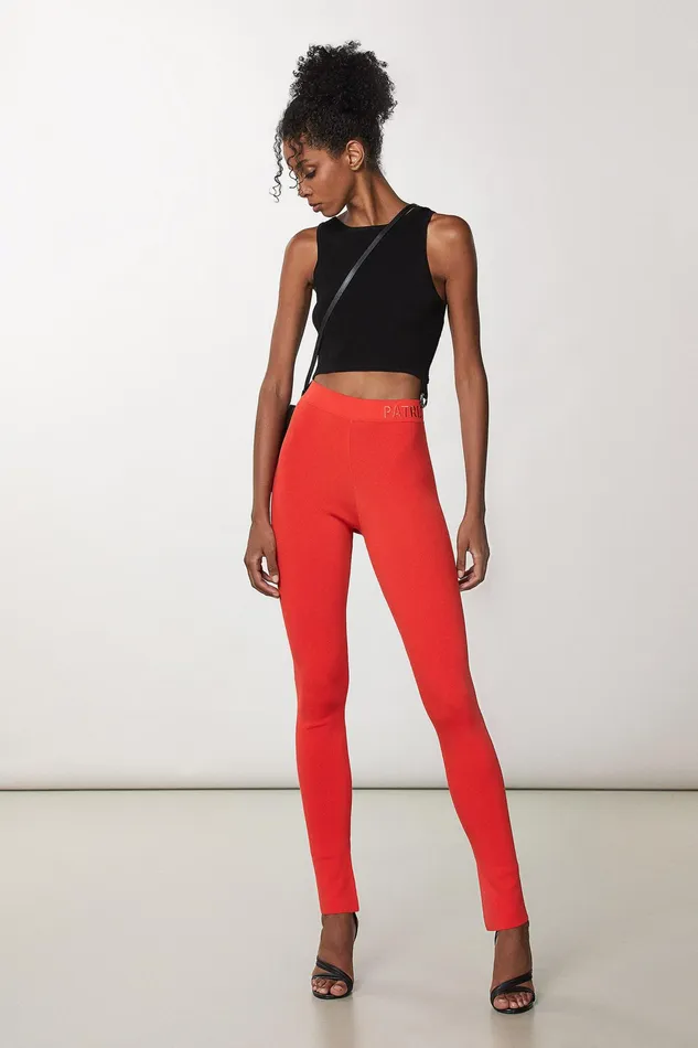 Slim and Skinny Women Patrizia Pepe Essential Slim Fit Pants Intense Orange