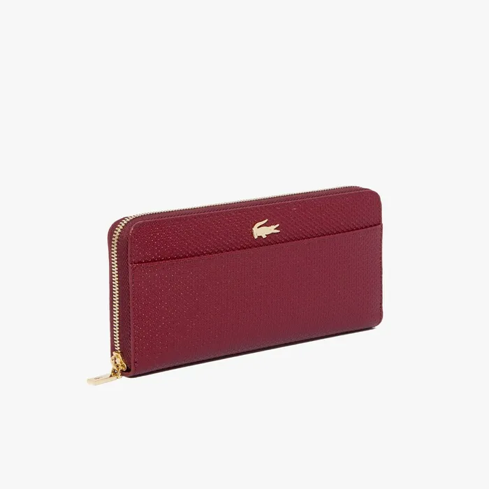 Small Leather Goods Lacoste Womens Chantaco Leather 12 Card Wallet Tawny Port On Sale