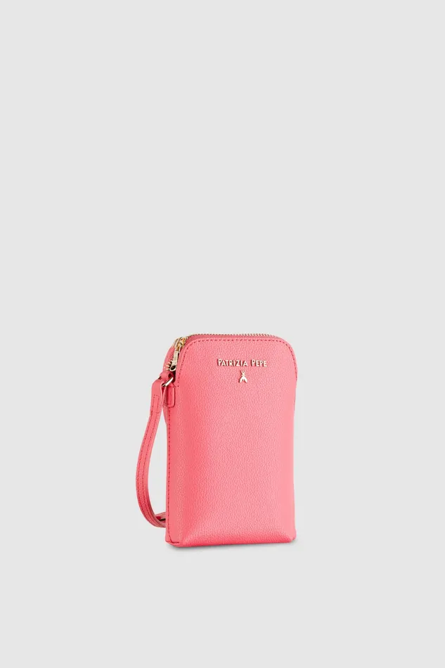 Small Leather Goods Women Patrizia Pepe Phone Holder With Shoulder Strap Hybrid Rose