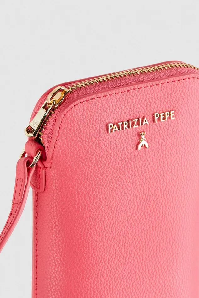 Small Leather Goods Women Patrizia Pepe Phone Holder With Shoulder Strap Hybrid Rose