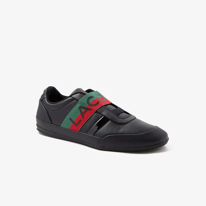 Sneakers Lacoste Mens Misano Elastic Leather Sneakers BlackRed Online Outlet Store