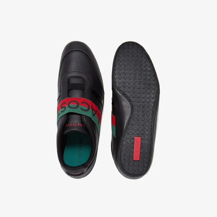 Sneakers Lacoste Mens Misano Elastic Leather Sneakers BlackRed Online Outlet Store