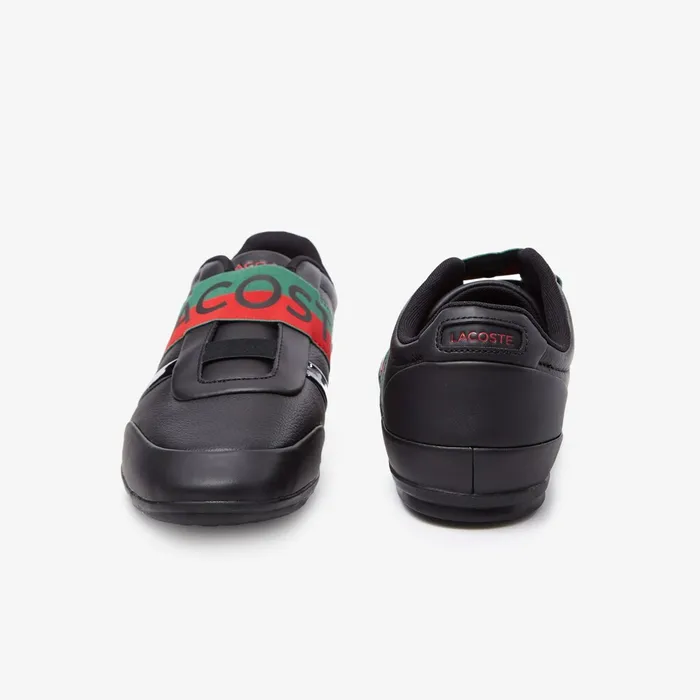 Sneakers Lacoste Mens Misano Elastic Leather Sneakers BlackRed Online Outlet Store