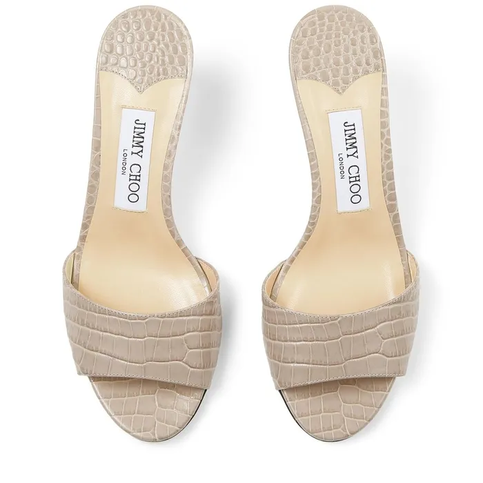 Stacey 65 Sand CrocEmbossed Leather Mules Sand Women JIMMY CHOO Mules