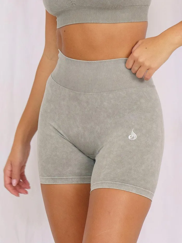 Stonewash Scrunch Seamless Shorts 8211 Khaki Stonewash Women Ryderwear Gym Shorts