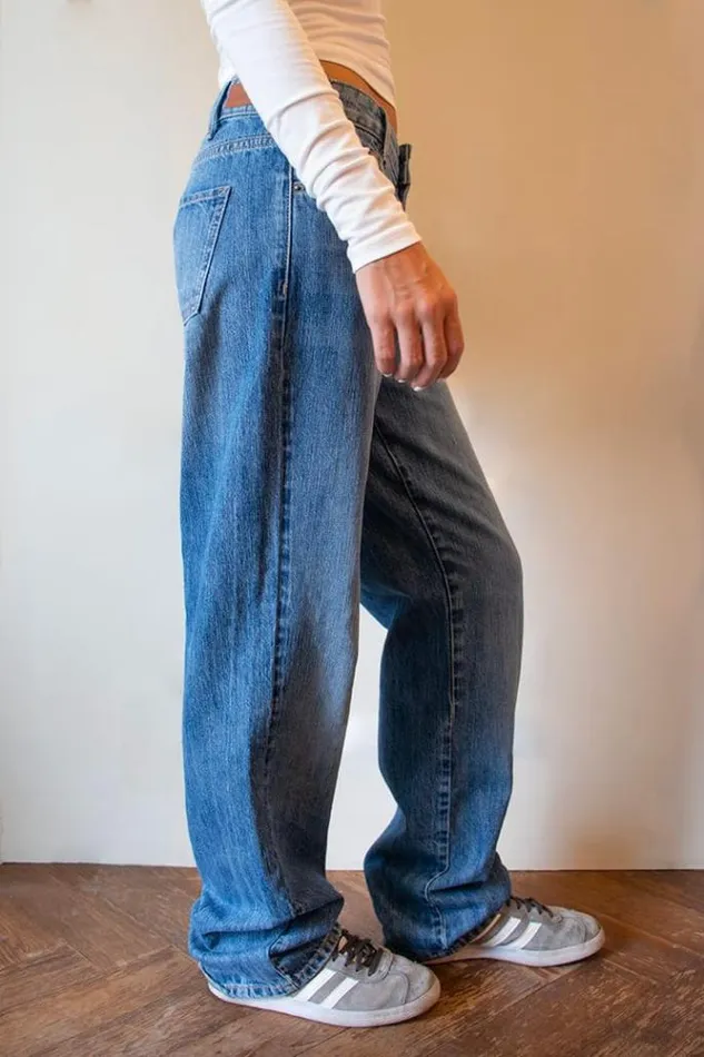 Straight Jeans Women Subdued Denim