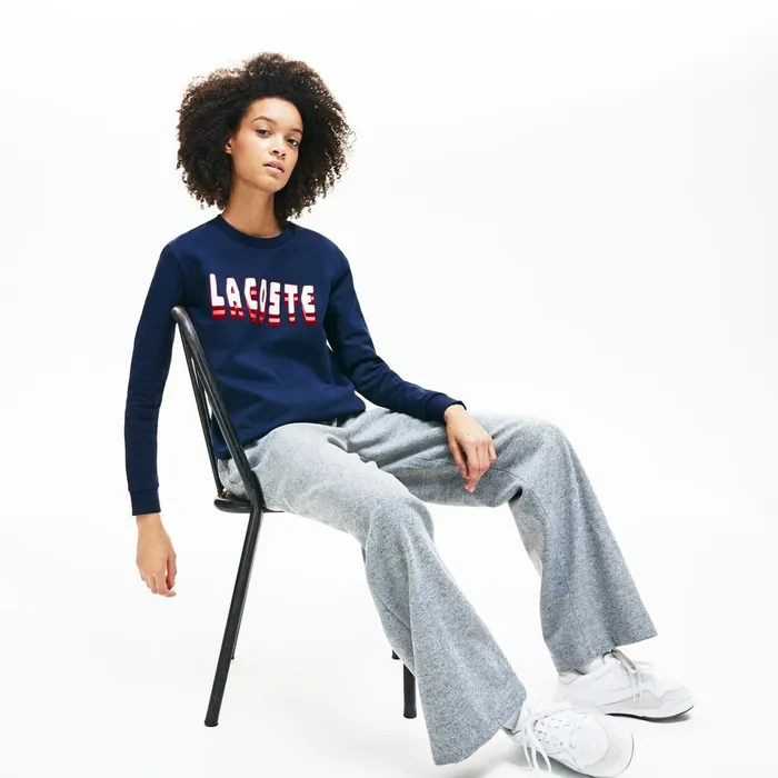 Sweaters and Sweatshirts Lacoste Womens Crewneck 3DLettering Cotton Blend Fleece Sweatshirt Navy Blue Store Sweaters and Sweatshirts Lacoste Womens Crewneck 3DLettering Cotton Blend Fleece Sweatshirt Navy Blue Store