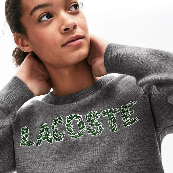 Sweaters and Sweatshirts Lacoste Womens Croco Magic Wool Sweater Grey For Sale Online