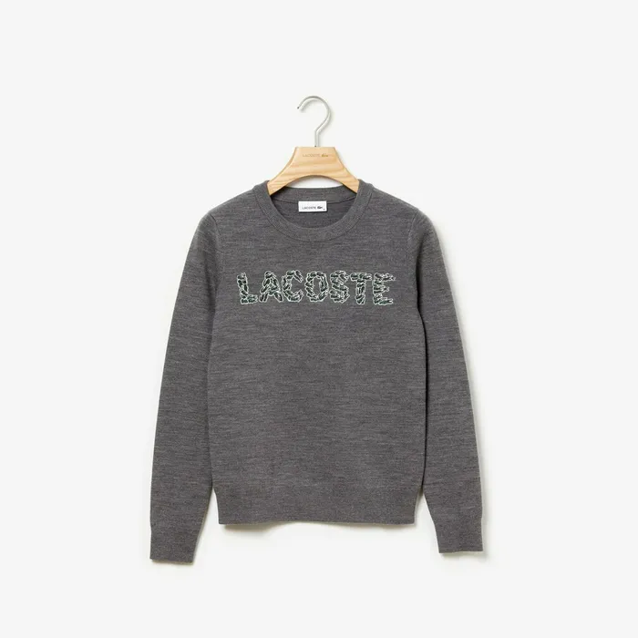 Sweaters and Sweatshirts Lacoste Womens Croco Magic Wool Sweater Grey For Sale Online