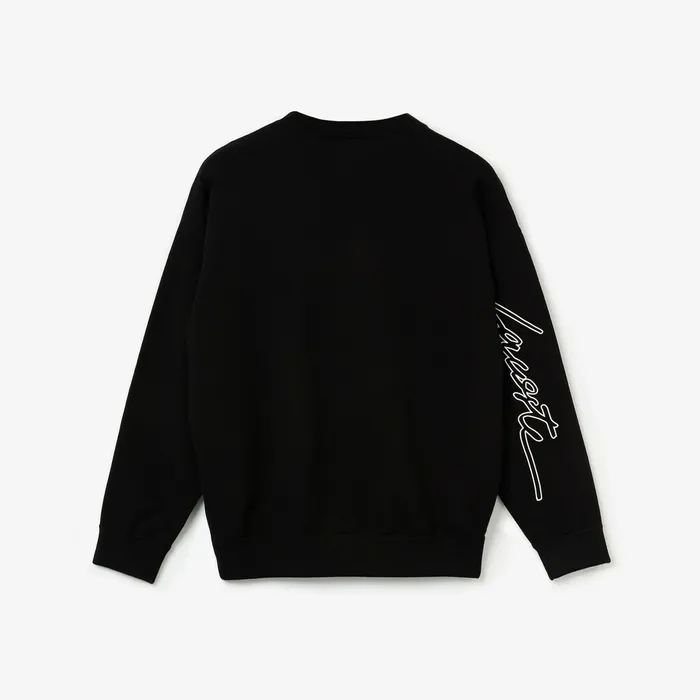 Sweaters and Sweatshirts Lacoste Womens LIVE 3D Signature Cotton Crewneck Sweater Black Gift for Friend