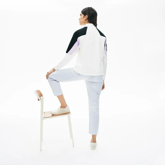 Sweaters and Sweatshirts Lacoste Womens LIVE ColorBlock ZipFront Sweatshirt White Store
