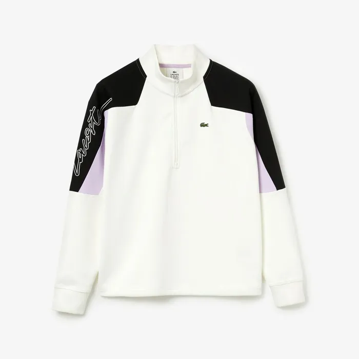 Sweaters and Sweatshirts Lacoste Womens LIVE ColorBlock ZipFront Sweatshirt White Store