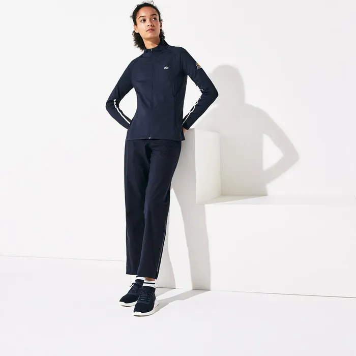 Sweaters and Sweatshirts Lacoste Womens Presidents Cup Breathable Stretch Zip Golf Sweatshirt Navy BlueWhite Gift 4 You