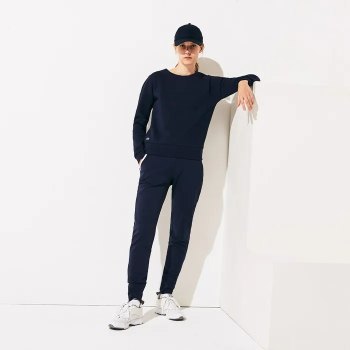 Sweaters and Sweatshirts Lacoste Womens SPORT Oversize Croc CottonBlend Sweatshirt Navy Blue For Sale Online