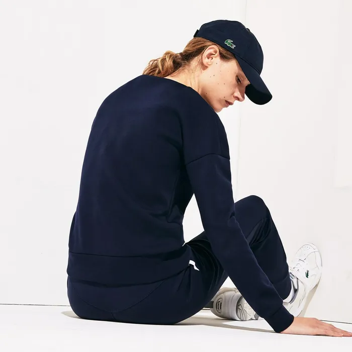 Sweaters and Sweatshirts Lacoste Womens SPORT Oversize Croc CottonBlend Sweatshirt Navy Blue For Sale Online