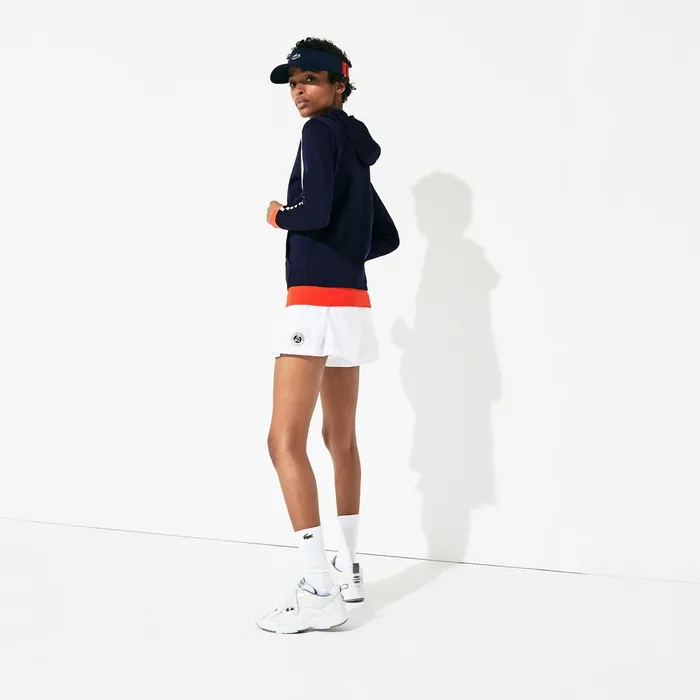 Sweaters and Sweatshirts Lacoste Womens SPORT Roland Garros Hooded ZipUp Jacket Navy BlueWhiteRedGreen Casaul
