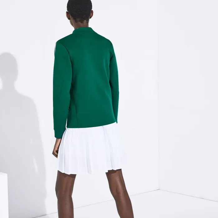 Sweaters and Sweatshirts Lacoste Womens SPORT Roland Garros VNeck ZipUp Sweatshirt GreenWhiteRed Gift Ideas