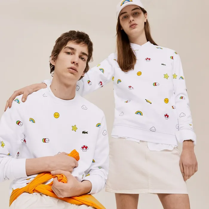 Sweaters and Sweatshirts Lacoste Womens Unisex x FriendsWithYou Design Sweatshirt White Gift 4 You Sweaters and Sweatshirts Lacoste Womens Unisex x FriendsWithYou Design Sweatshirt White Gift 4 You