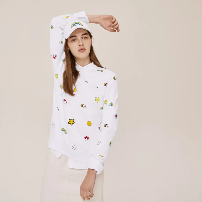 Sweaters and Sweatshirts Lacoste Womens Unisex x FriendsWithYou Design Sweatshirt White Gift 4 You