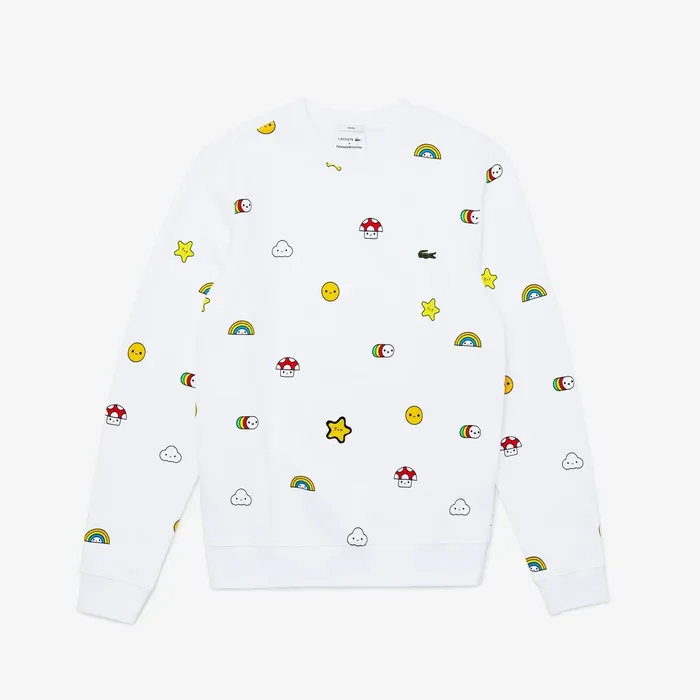 Sweaters and Sweatshirts Lacoste Womens Unisex x FriendsWithYou Design Sweatshirt White Gift 4 You