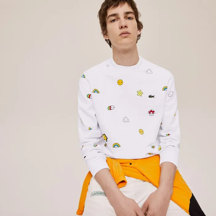 Sweaters and Sweatshirts Lacoste Womens Unisex x FriendsWithYou Design Sweatshirt White Gift 4 You